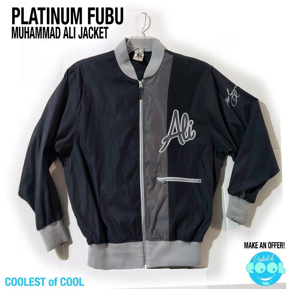 Platinum FUBU Mohammad Ali Jacket Mens XL Light weight full zip shacket clean